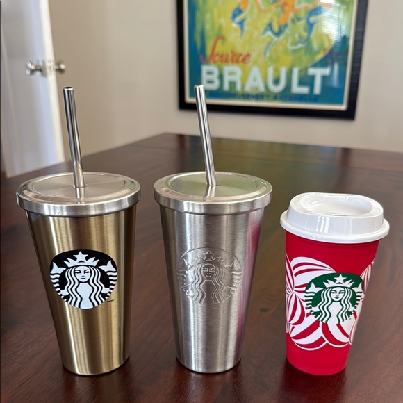 Starbucks Other - 16 oz STARBUCKS stainless tumblers + reusable cup bundle